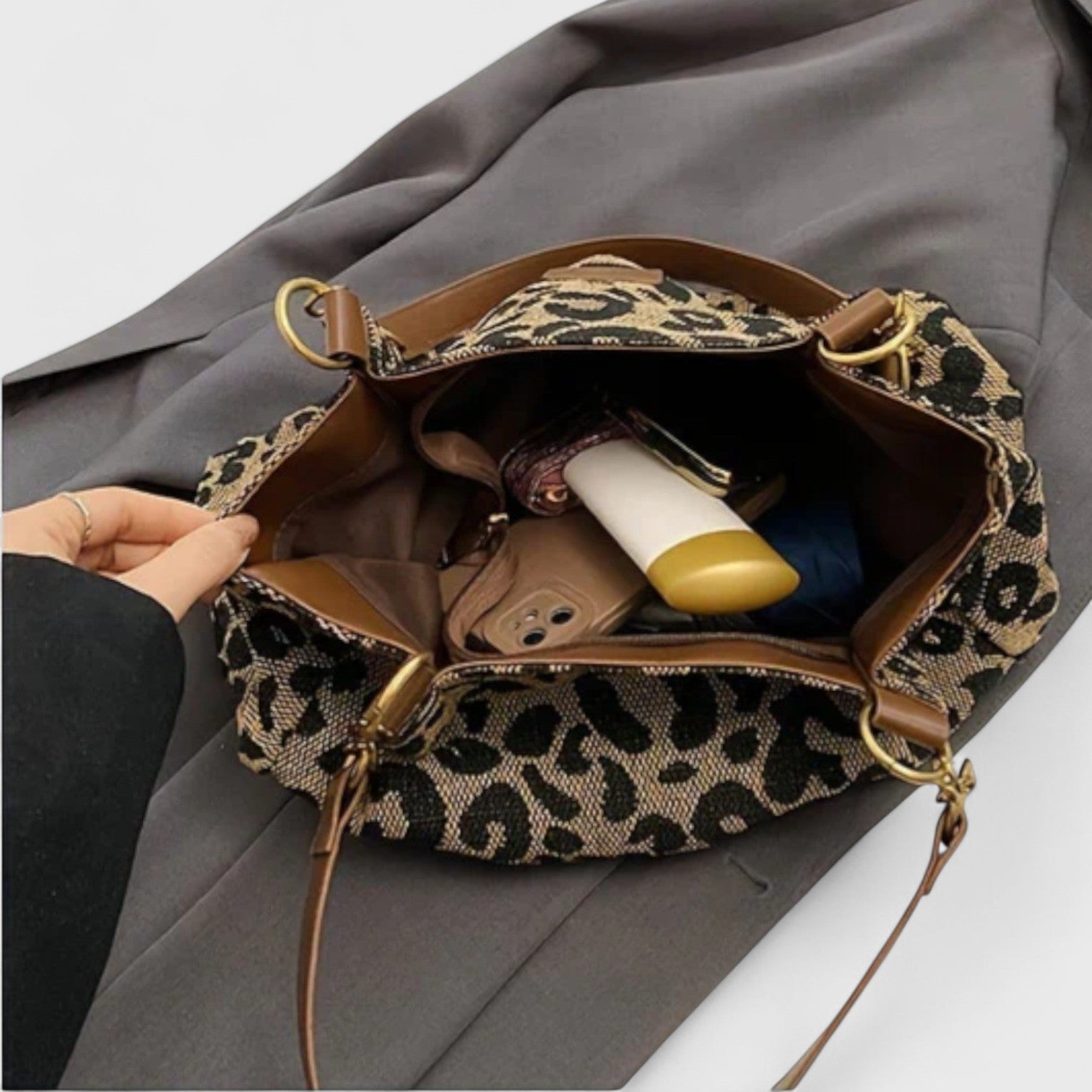 Alizée | Leopard Print Canvas Bag