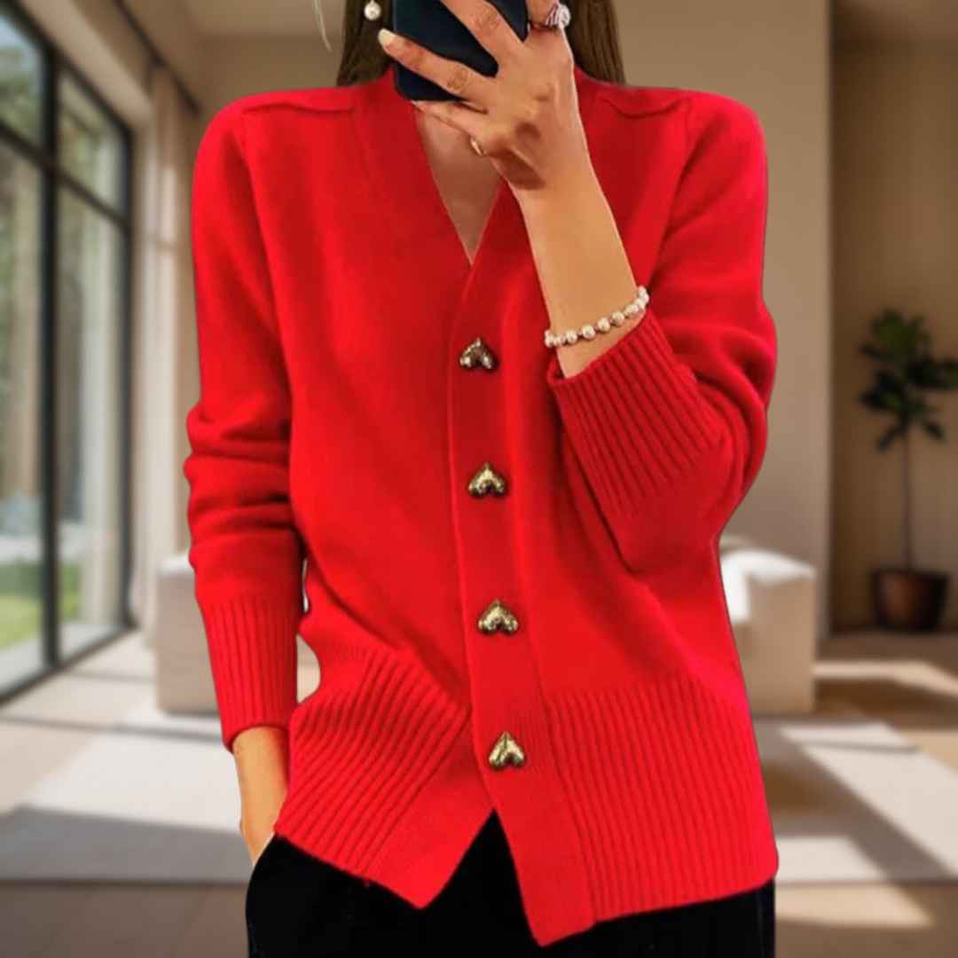 Adele | Elegant Heart Button Cardigan