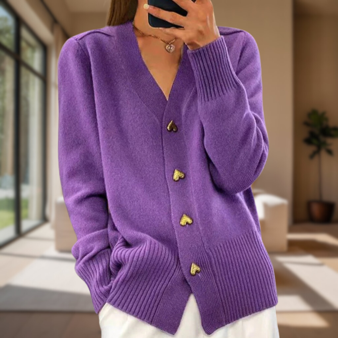 Adele | Elegant Heart Button Cardigan