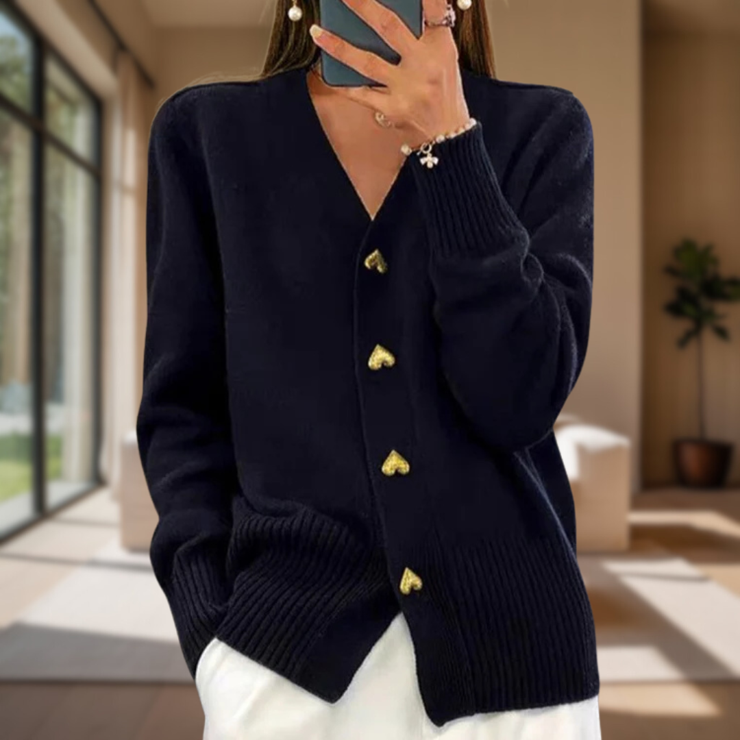 Adele | Elegant Heart Button Cardigan