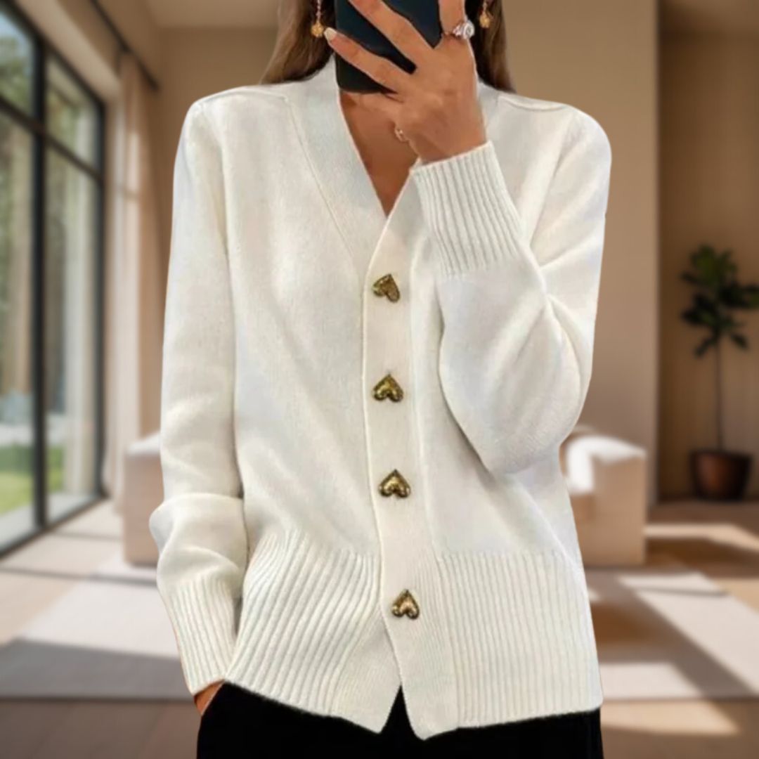 Adele | Elegant Heart Button Cardigan