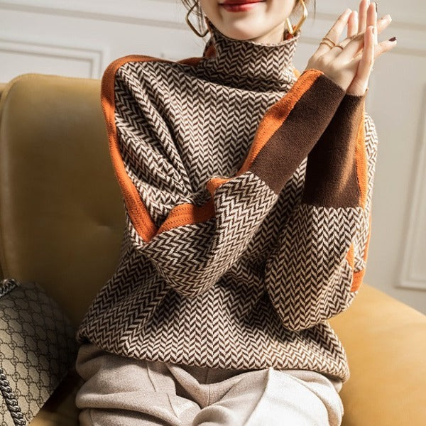 Malou™ | Bold Stripe High Neck Sweater