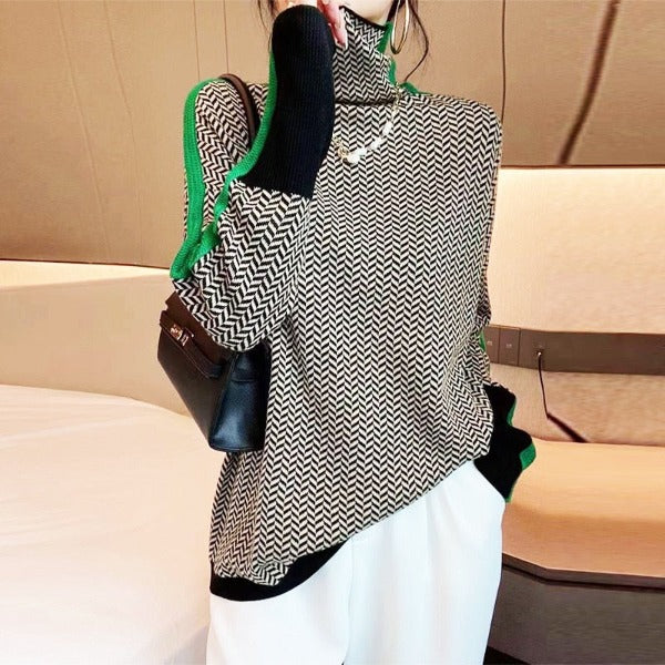 Malou™ | Bold Stripe High Neck Sweater
