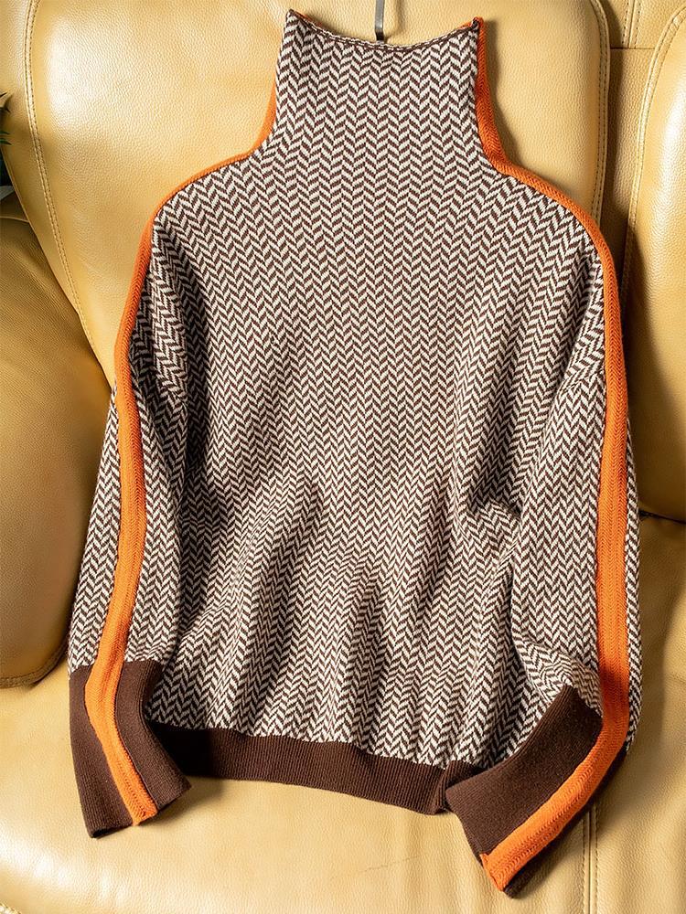 Malou™ | Bold Stripe High Neck Sweater
