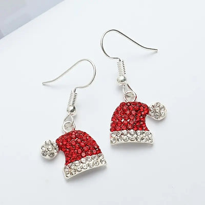Sparkling Santa Hat Earrings