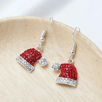 Sparkling Santa Hat Earrings