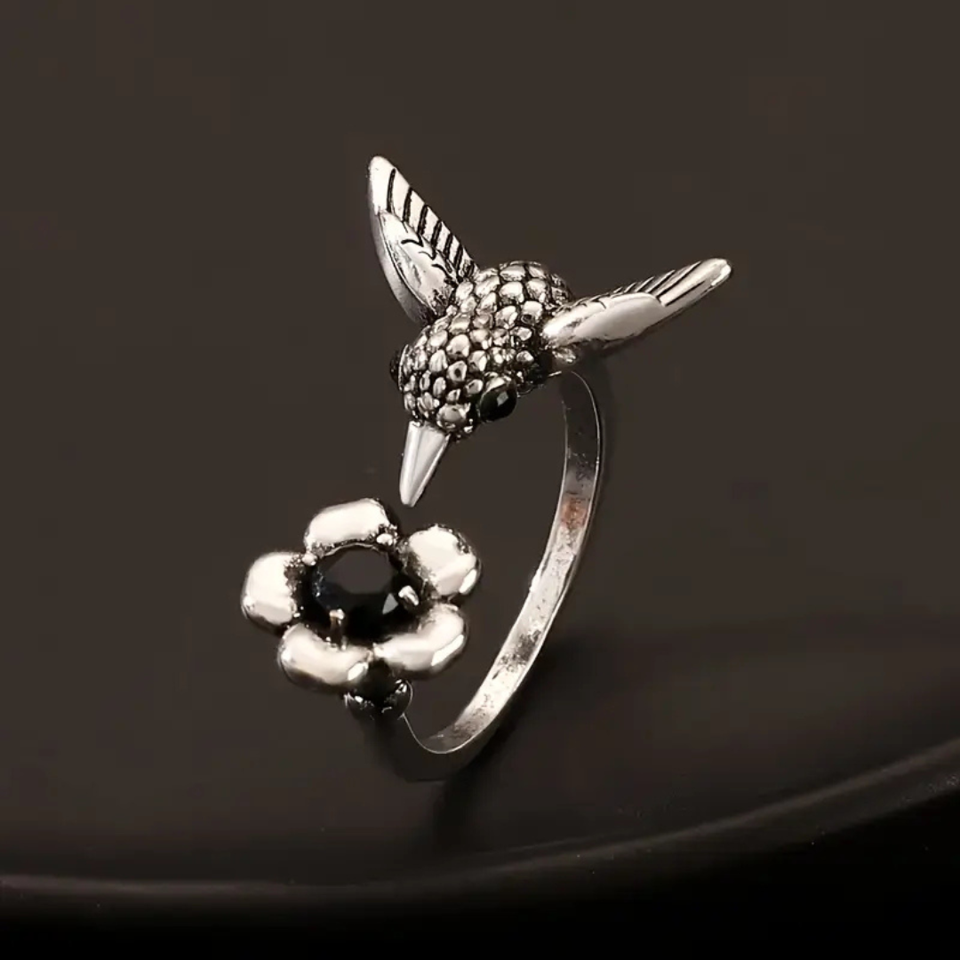 Vintage Silver Hummingbird Adjustable Ring