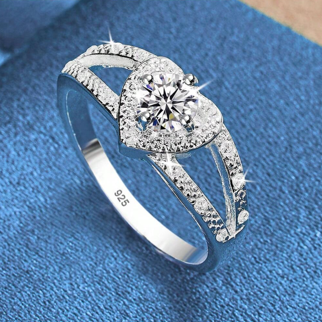 925 Sterling Silver Heart Zirconia Ring