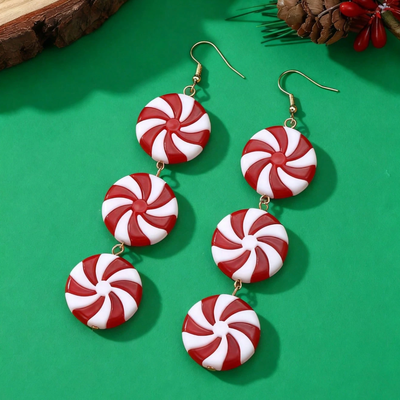 Candy Swirl Christma Earrings