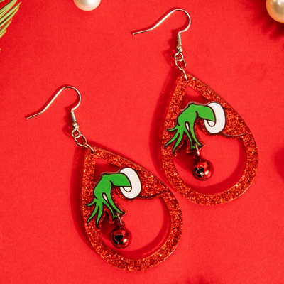 Grinch Hand Christmas Earrings
