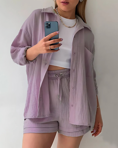 VERA™ | Modern Button-Up Shorts Set