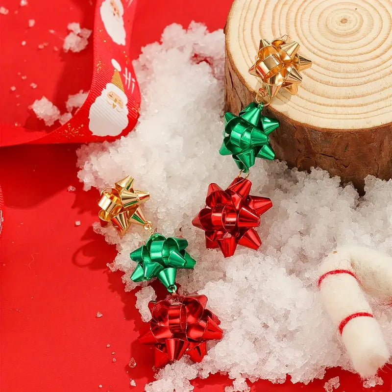Christmas Gift Bow Earrings