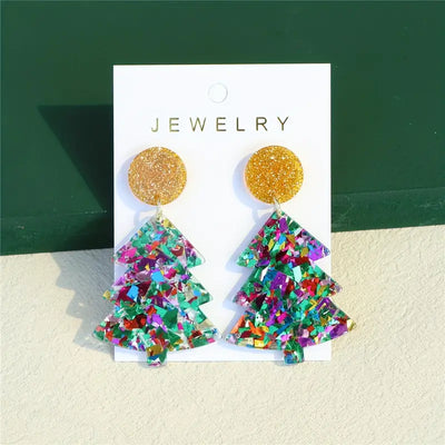 Colorful Christmas Tree Earrings