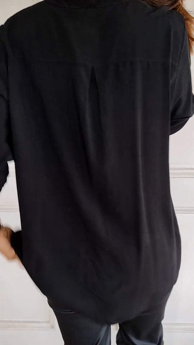 COTTON V™ | V-Neck Sequin Mid-Sleeve Casual Top