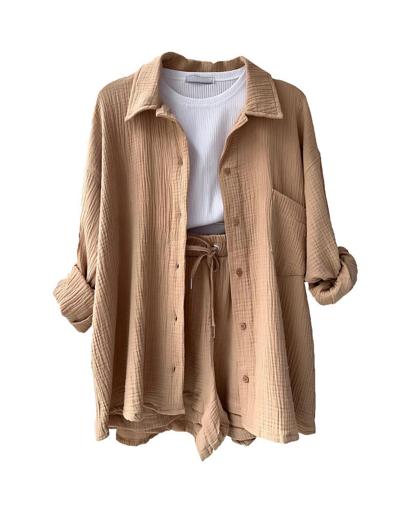 VERA™ | Modern Button-Up Shorts Set