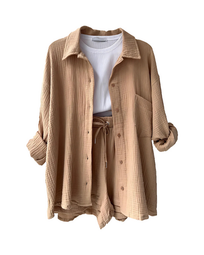 VERA™ | Modern Button-Up Shorts Set