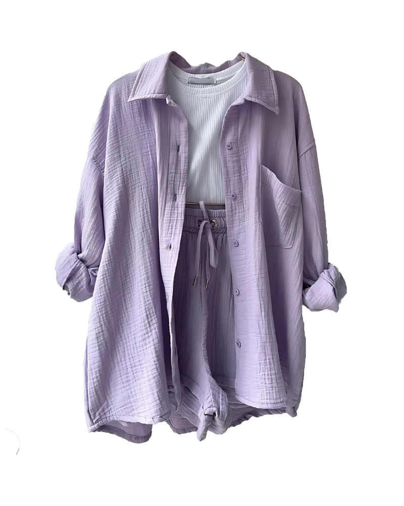 VERA™ | Modern Button-Up Shorts Set