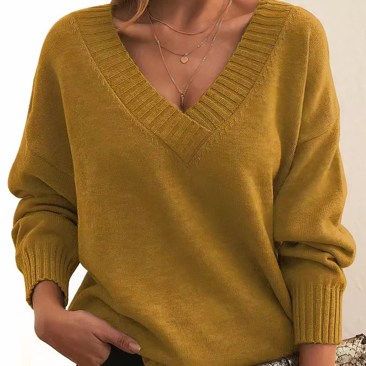 Aria | Chic Deep V-Neck Relaxed Fit Sweater