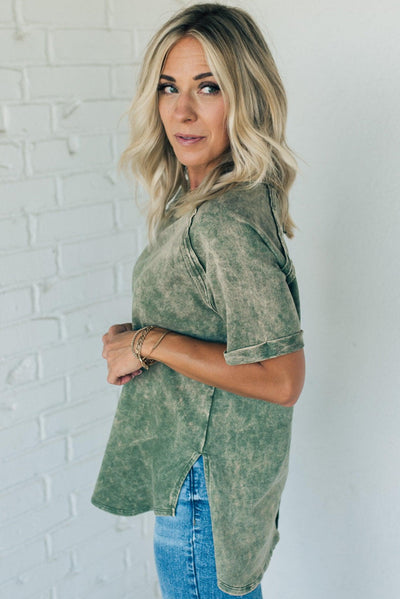 French Terry Acid Wash Top