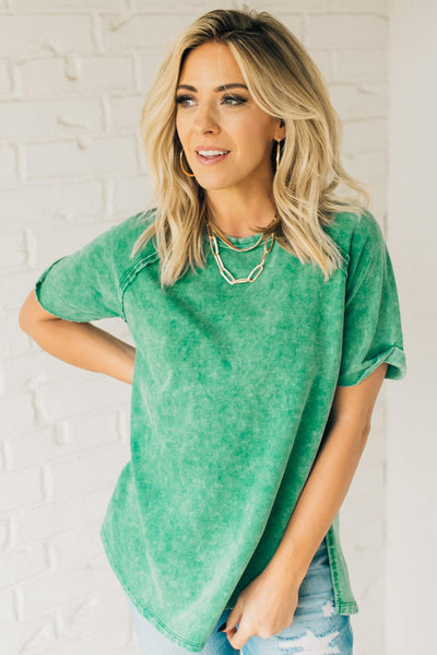 French Terry Acid Wash Top