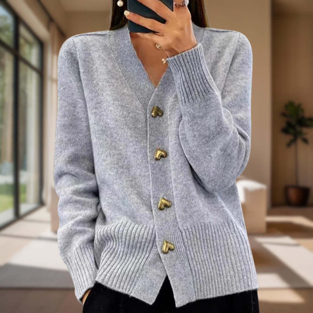 Adele | Elegant Heart Button Cardigan