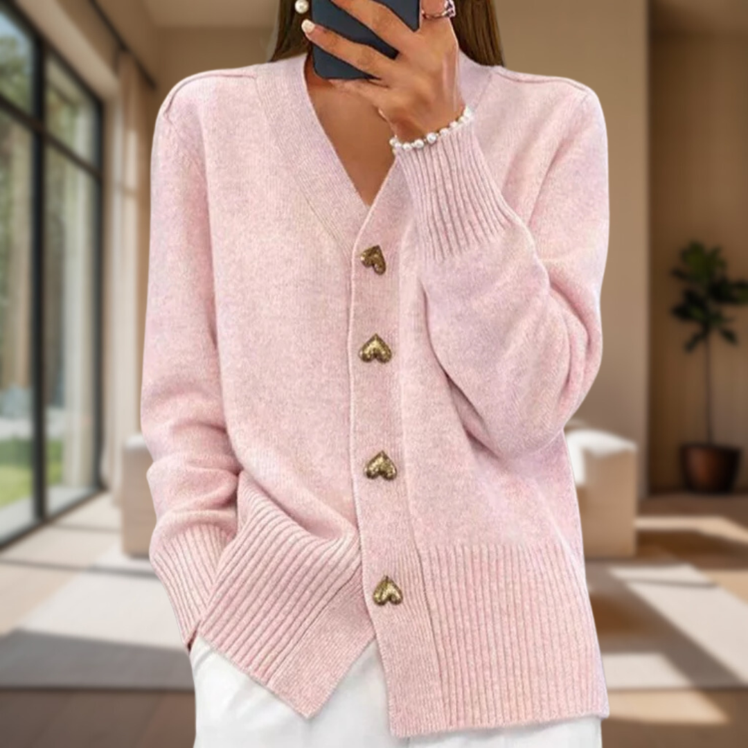Adele | Elegant Heart Button Cardigan