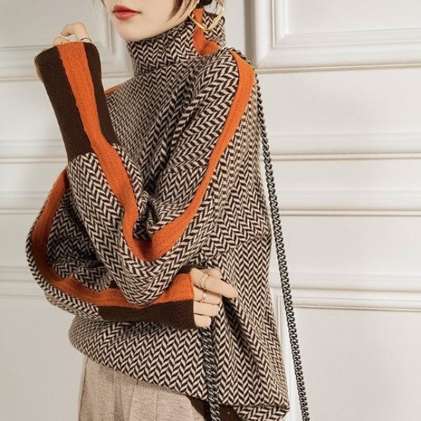 Malou™ | Bold Stripe High Neck Sweater