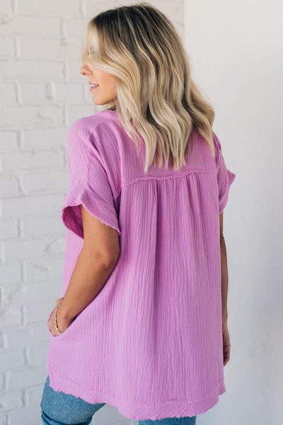 Coleen - Raw Edge Gauze Top