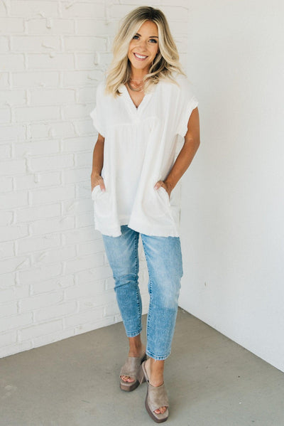 Coleen - Raw Edge Gauze Top