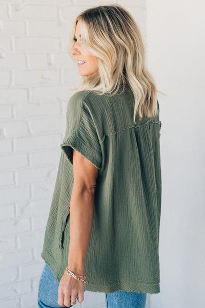 Coleen - Raw Edge Gauze Top