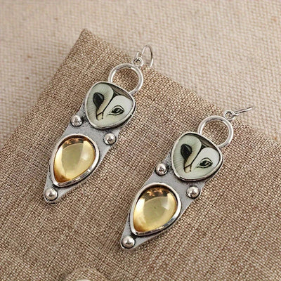 Boho Owl Drop Earrings - Nickel Free for Sensitive Ears