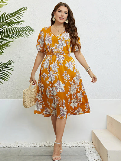 Luna Blossom™ PLUS  Floral Midi Dress