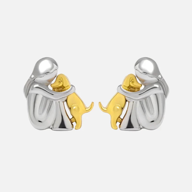 Silver and Gold Two-Tone Hug Earrings