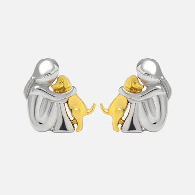 Silver and Gold Two-Tone Hug Earrings
