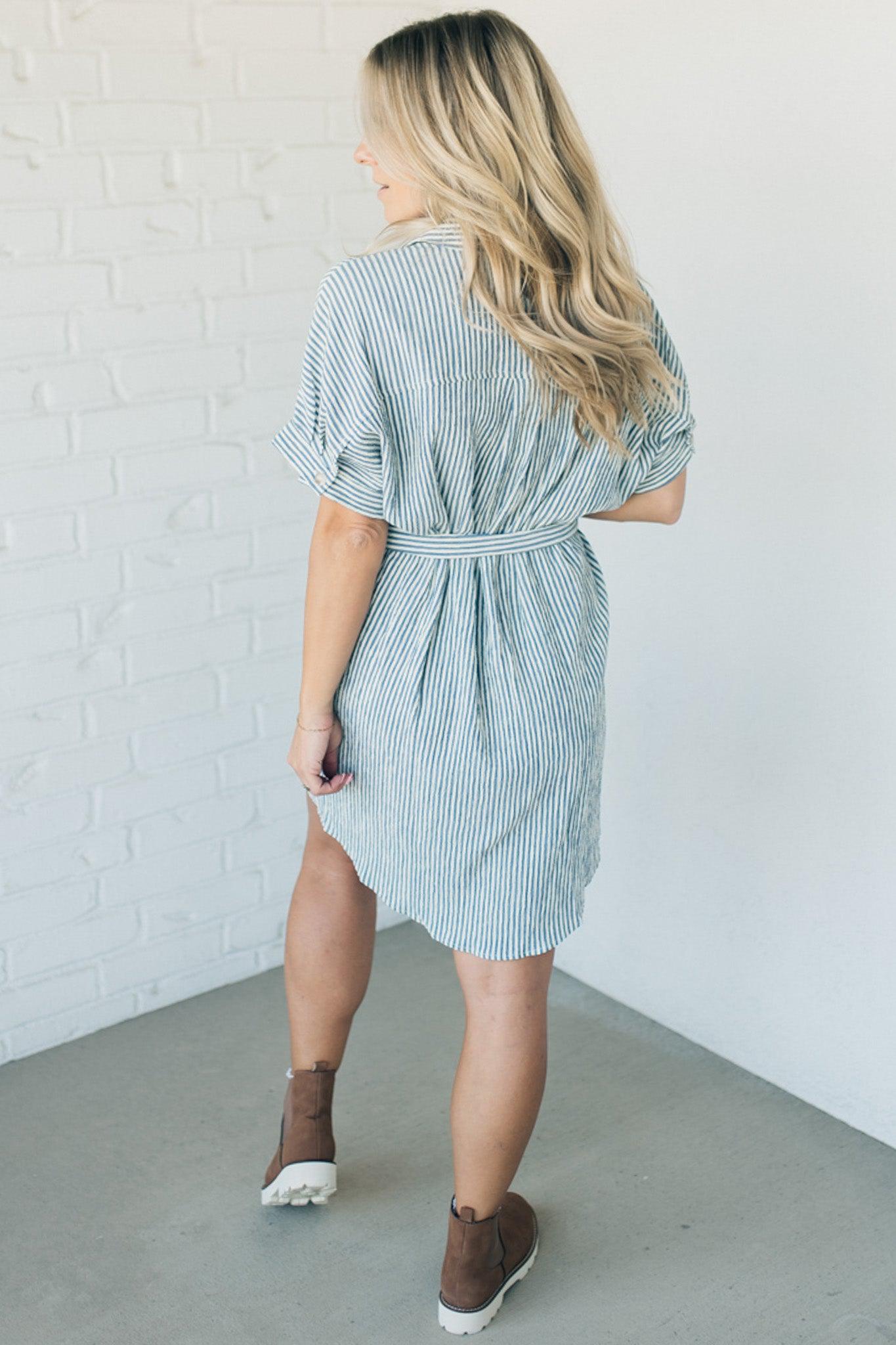 Theo Premium Striped Shirt Dress