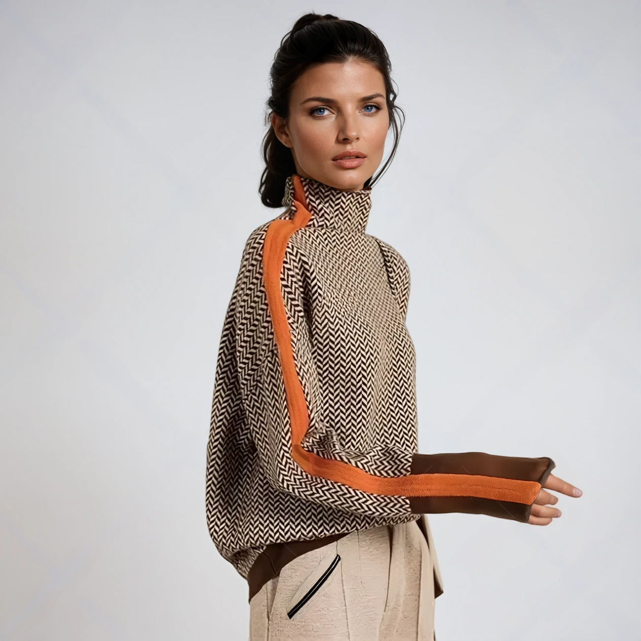 Malou™ | Bold Stripe High Neck Sweater
