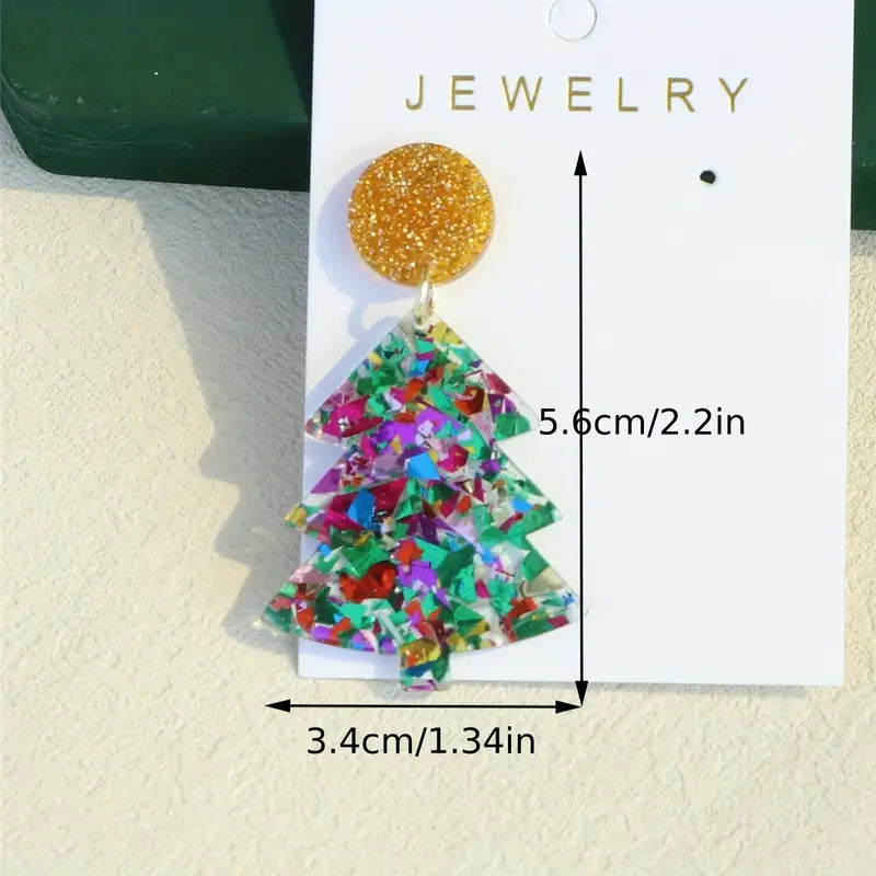 Colorful Christmas Tree Earrings