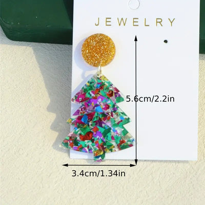 Colorful Christmas Tree Earrings
