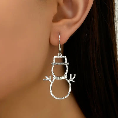Silver Snowman Earrings
