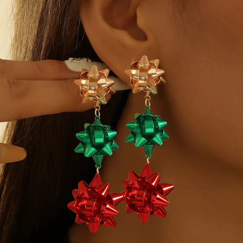 Christmas Gift Bow Earrings