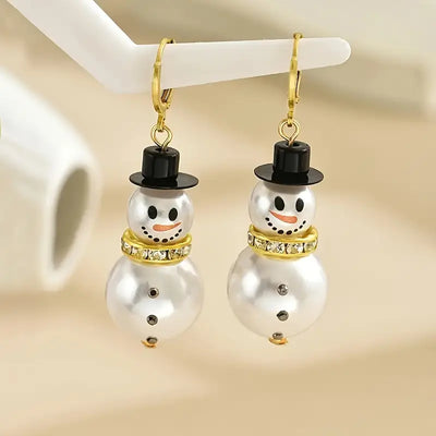 Elegant Snowman Christmas Earrings